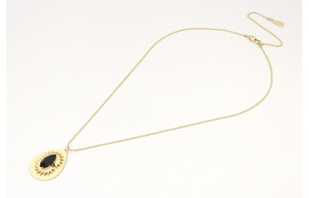 Collar cadena bola oro mate con colgante lagrima o