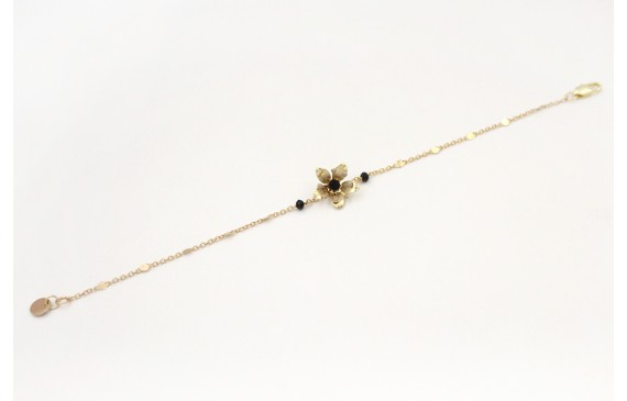 Pulsera cadena con chapitas oro mate con facetas n