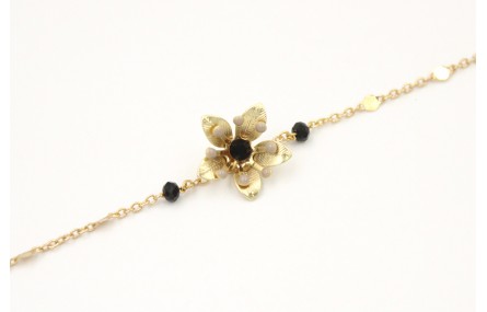 Pulsera cadena con chapitas oro mate con facetas n