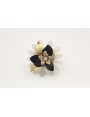 Anillo roseton dagas grises con flores esmaltada n