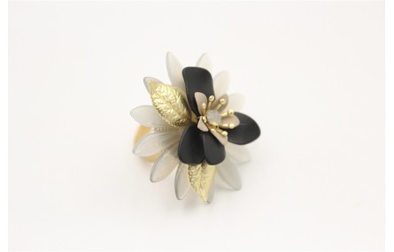 Anillo roseton dagas grises con flores esmaltada n