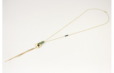 Collar largo cadena eslabón plano oro mate con lag