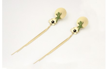 Pendientes perno ondulado oro mate con lagarto esm