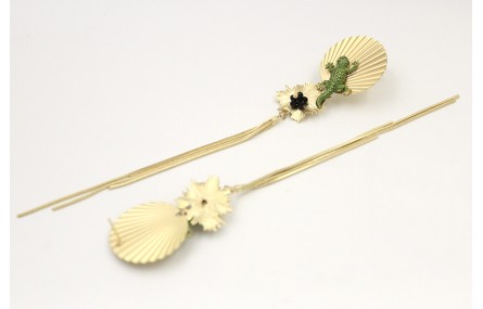 Pendientes perno ondulado oro mate con lagarto esm