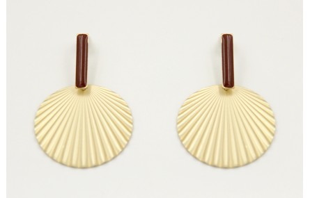 Pendientes perno listón esmaltado rojo y disco ond