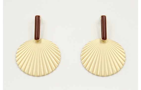 Pendientes perno listón esmaltado rojo y disco ond