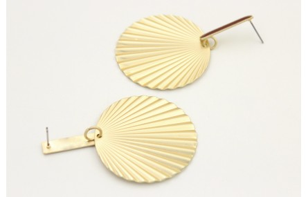 Pendientes perno listón esmaltado rojo y disco ond