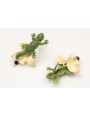 Pendientes perno lagarto esmaltado verde con colga