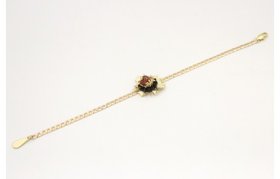 Pulsera de cadena plana entrelazada oro mate con h