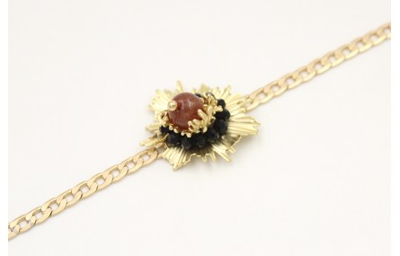 Pulsera de cadena plana entrelazada oro mate con h