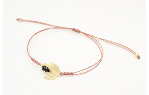 Pulsera hilo macramé oro rosa con entrepieza piedr
