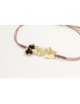 Pulsera hilo macramé oro rosa con hojas en oro mat