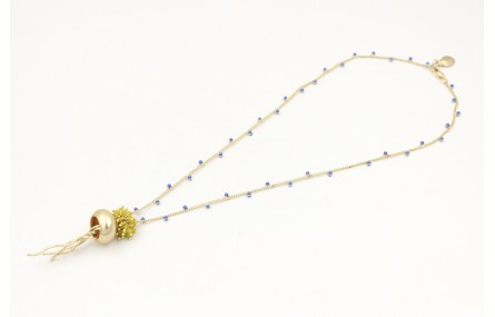 Collar cadena chapitas esmaltadas azules con colga