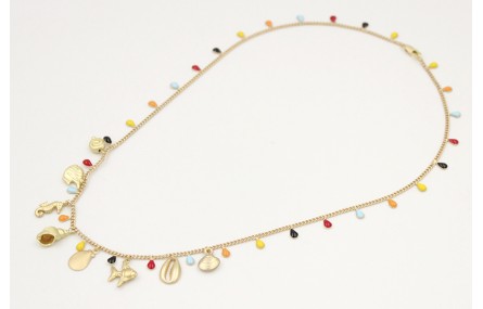 Collar cadena lagrimas esmaltadas colorines con co