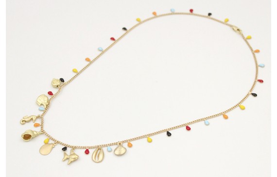 Collar cadena lagrimas esmaltadas colorines con co