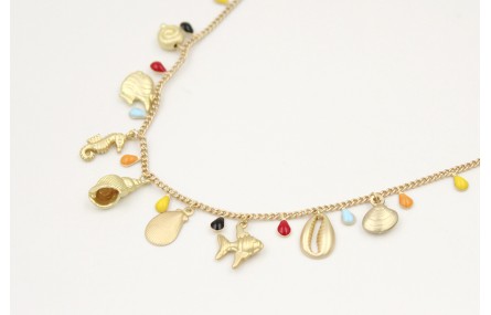 Collar cadena lagrimas esmaltadas colorines con co