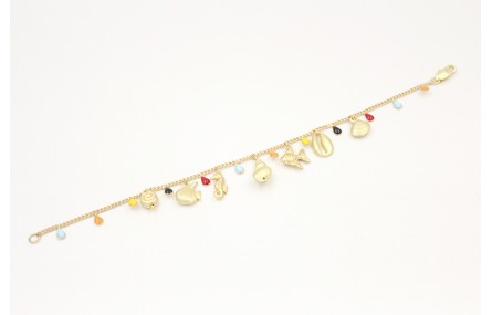 Pulsera cadena lagrimas esmaltadas colorines con c