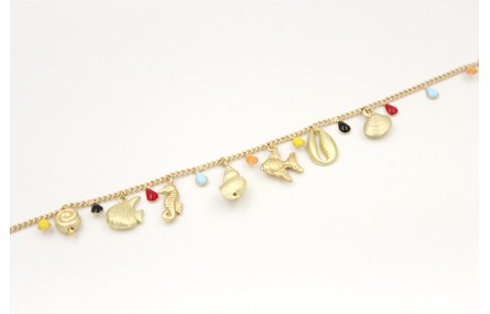 Pulsera cadena lagrimas esmaltadas colorines con c