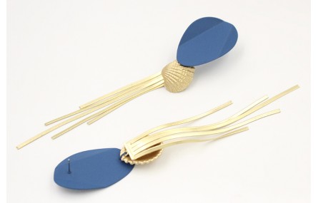 Pendientes Perno doblado azul con colgante de alme