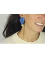Pendientes Perno doblado azul con colgante de alme
