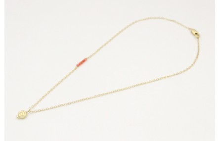 Solitario cadena eslabón pequeño en oro mate con s