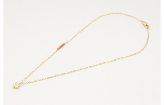 Solitario cadena eslabón pequeño en oro mate con s