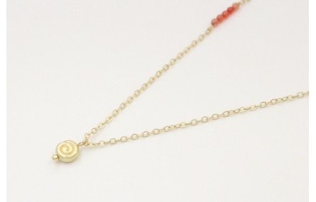 Solitario cadena eslabón pequeño en oro mate con s