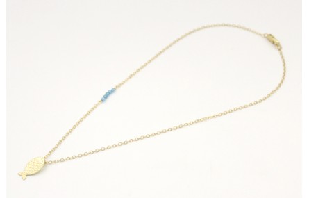 Solitario cadena eslabón pequeño en oro mate con s