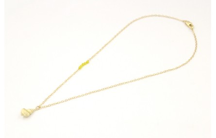 Solitario cadena eslabón pequeño en oro mate con s