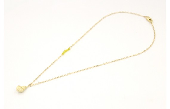 Solitario cadena eslabón pequeño en oro mate con s