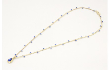 Solitario cadena chapitas esmaltadas azules con co
