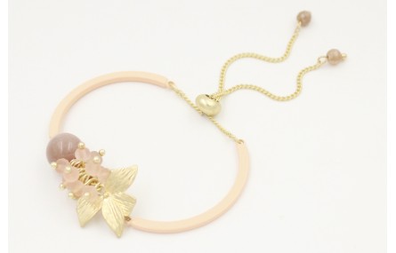Pulsera semi rigida salmón con burruño facetadas n