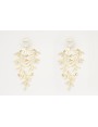 Pendientes perno trio de flores blanco con ramas o
