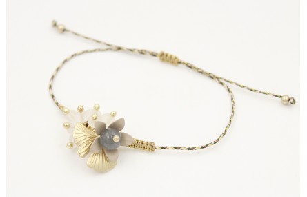 Pulsera hilo micro driza marrón,rosa y oro con mac