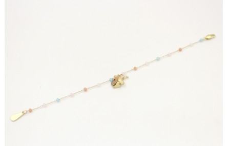 Pulsera cadena facetadas opal rosa,marrón,azul,bla