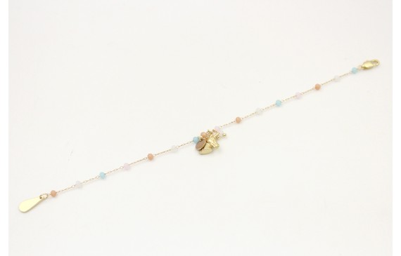 Pulsera cadena facetadas opal rosa,marrón,azul,bla