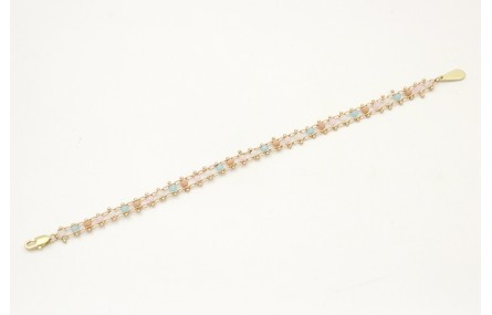 Pulsera cadena carril facetadas opal rosa,marrón,a