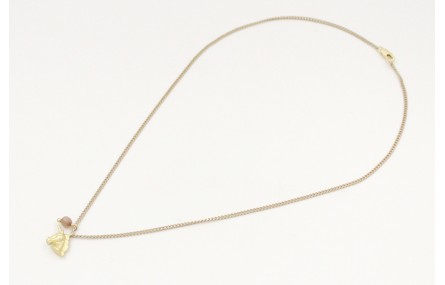 Solitario cadena eslabones planos dorado y beige c