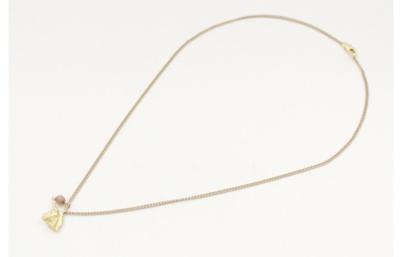 Solitario cadena eslabones planos dorado y beige c