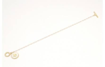 Pulsera cadena dorada con microperla y colgante di