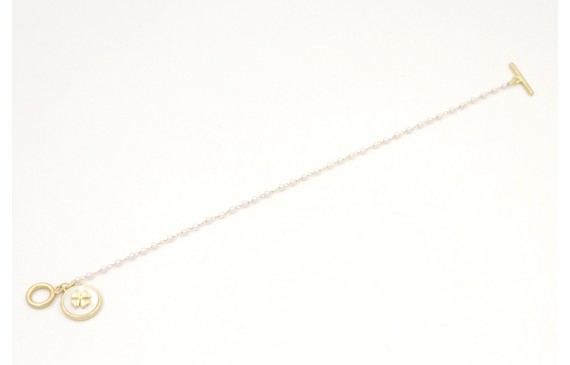 Pulsera cadena dorada con microperla y colgante di