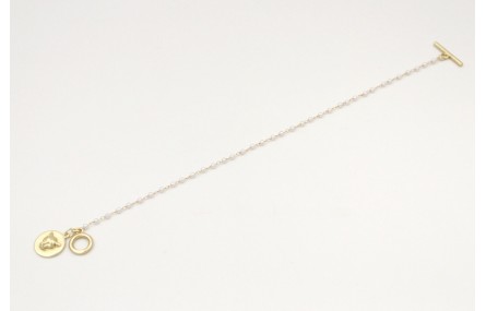 Pulsera cadena dorada con microperla y colgante di