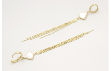 Pendientes cierre aro de seguridad con gota dorado