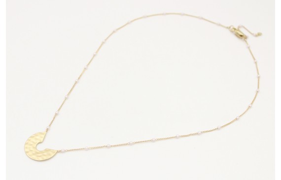 Solitario con cadena de microperlas y colgante sem