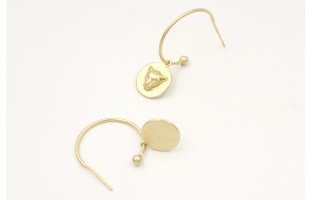 Pendientes aro con bolita en oro mate y colgante d