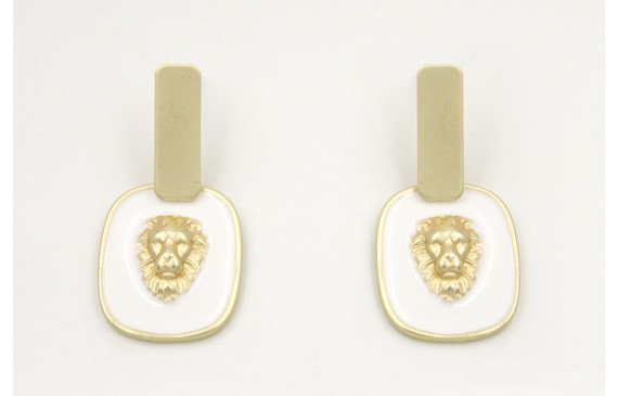 Pendientes perno listón plano oro mate con colgant