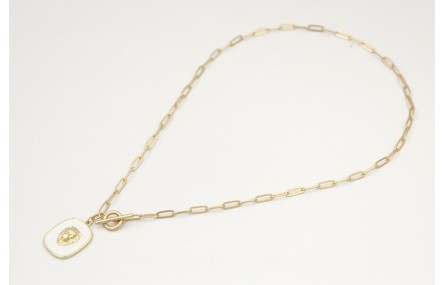 Collar cadena eslabón oavaldos oro mate con colgan