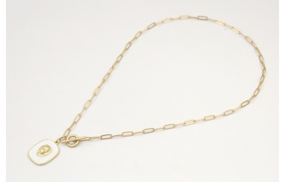 Collar cadena eslabón oavaldos oro mate con colgan