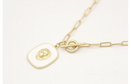 Collar cadena eslabón oavaldos oro mate con colgan