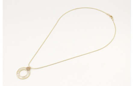 Solitario cadena cordón oro mate con colgante disc